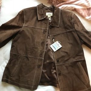 NWT L.L. Bean Suede Brown Jacket XL PETITE
